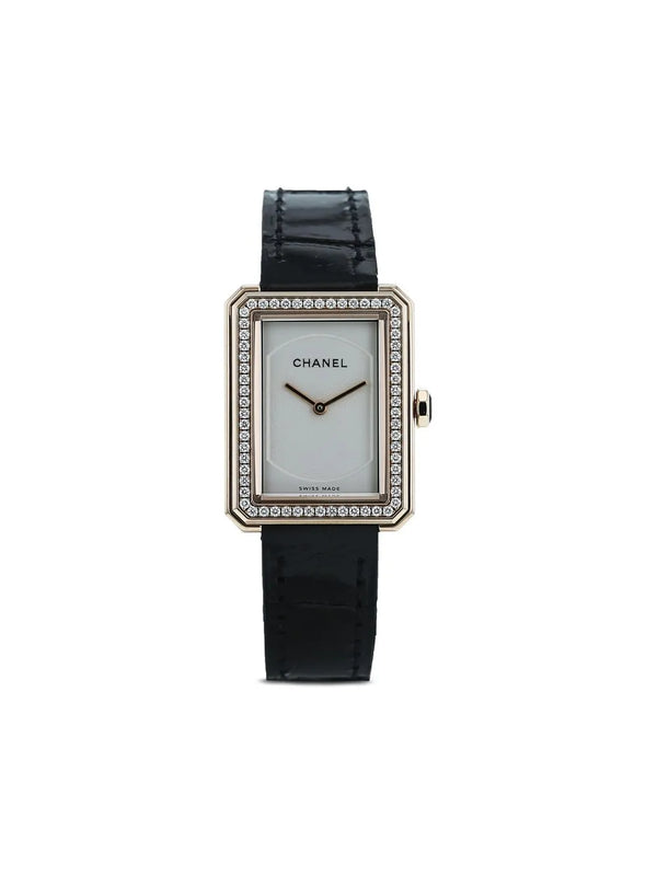 CH Première Diamond White Dial Black Leather Watch