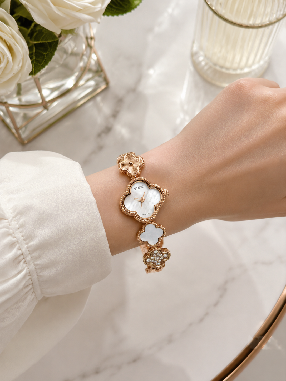 Van Cleef Gold Bracelet Watch – Mother-of-Pearl Dial