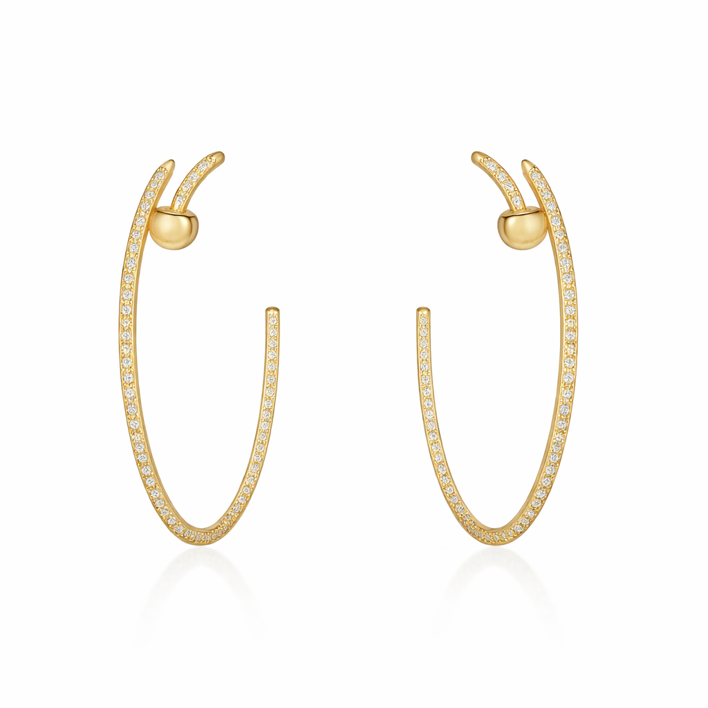 Diamond Nail Hoop Earrings