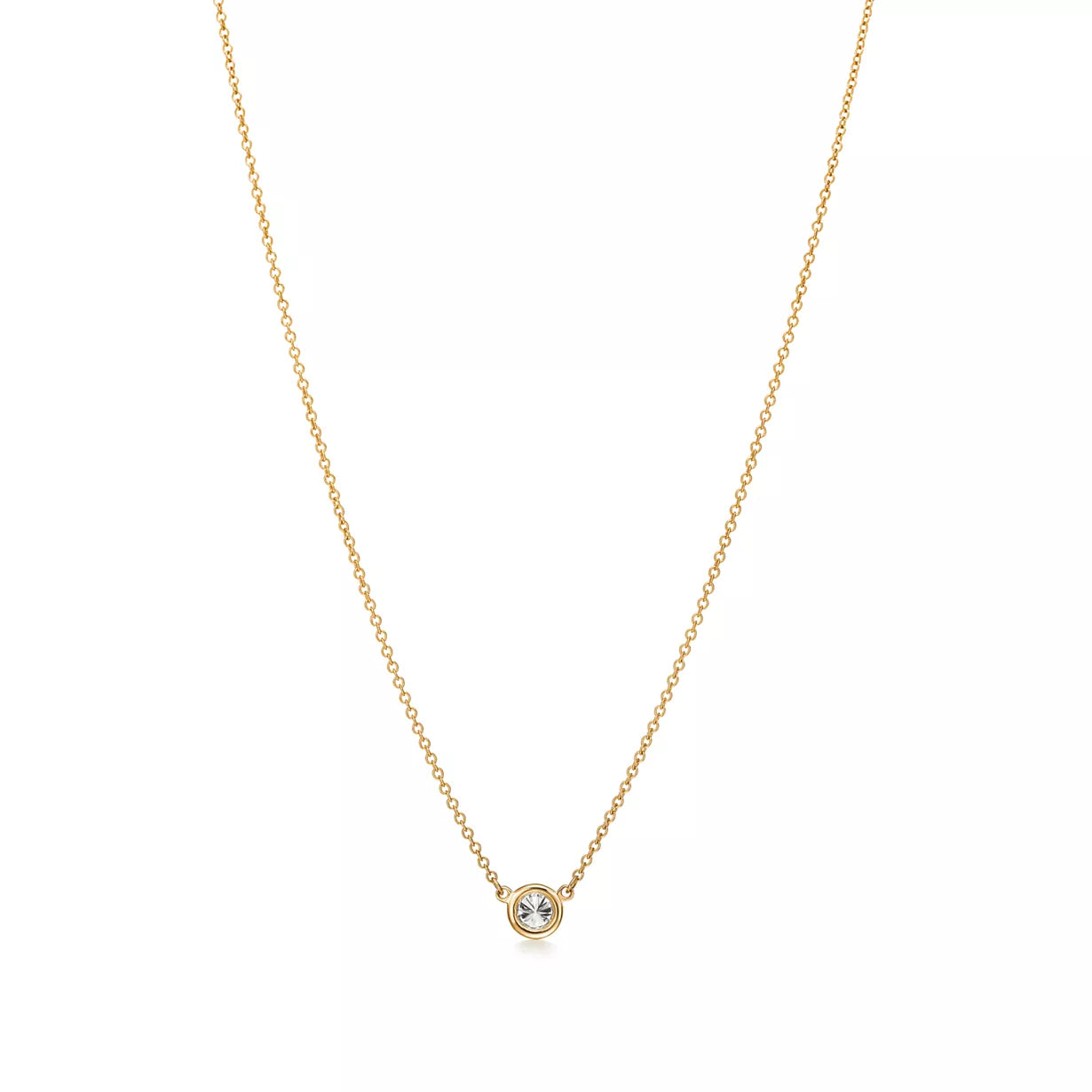 18K Thick Gold Plated Solitaire Diamond Necklace