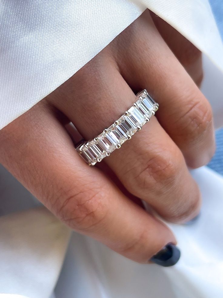 10 Stone Emerald Half Eternity Ring