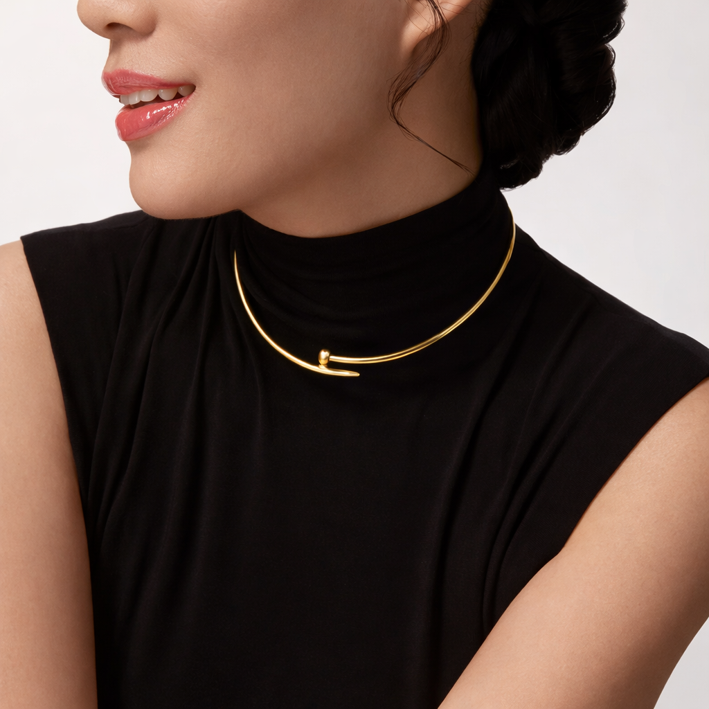 Elegant Nail Gold Choker Necklace