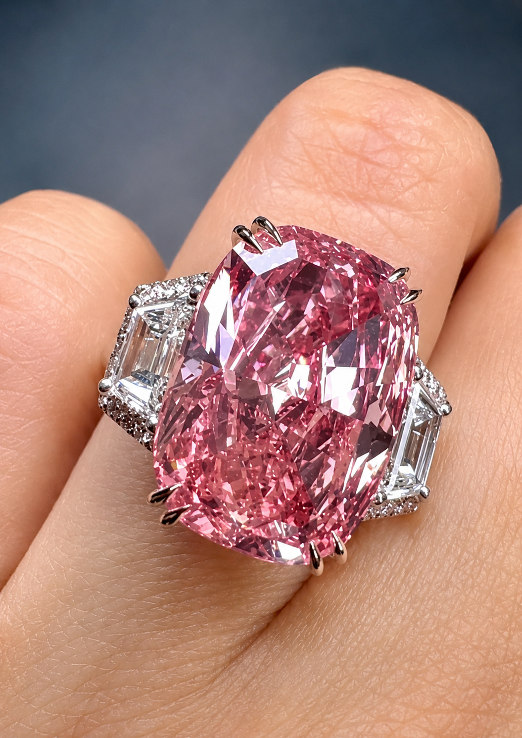 Royal Blush Pink Statement Ring – Luxury Diamond-Look Cocktail Ring