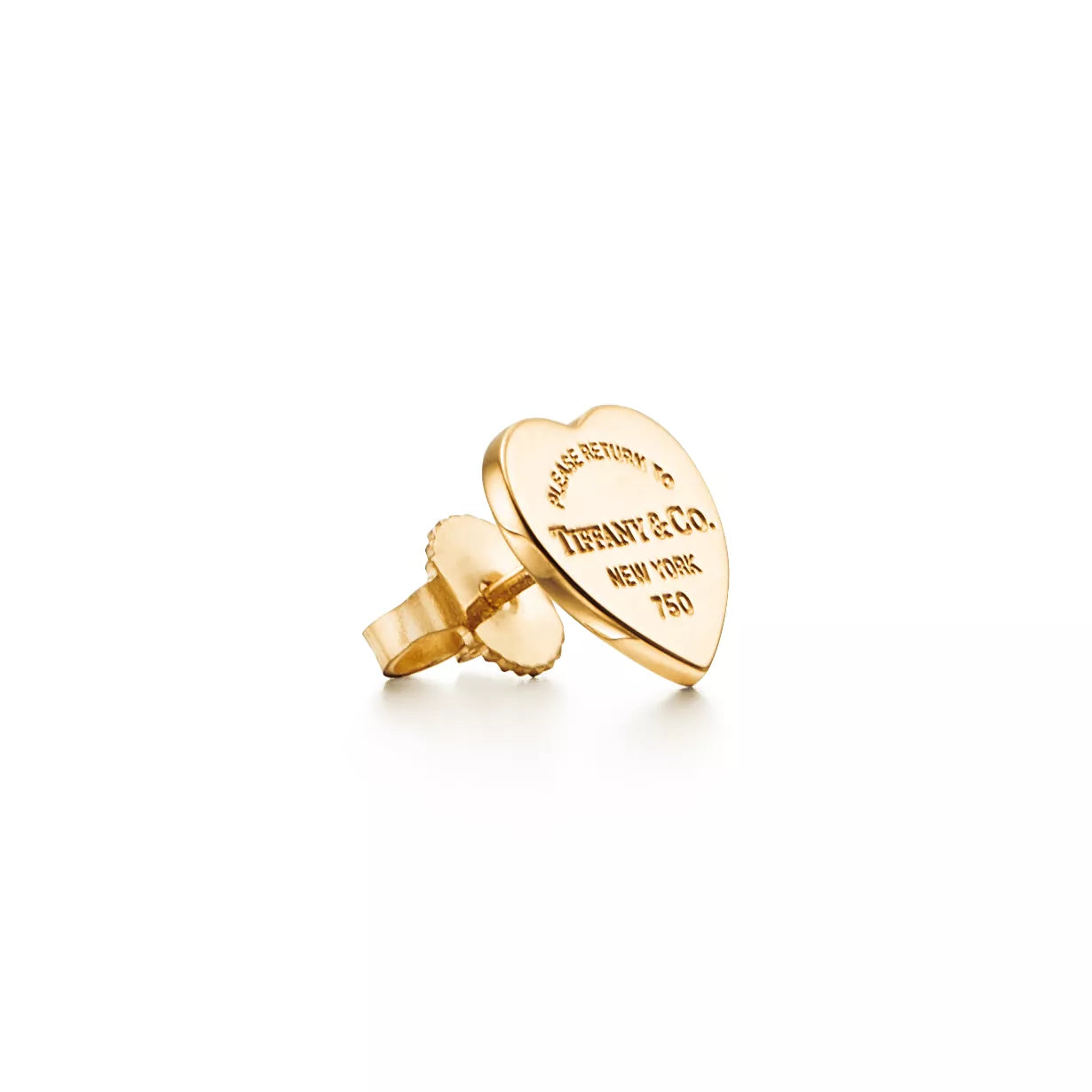 Heart Tag Gold Stud Earrings