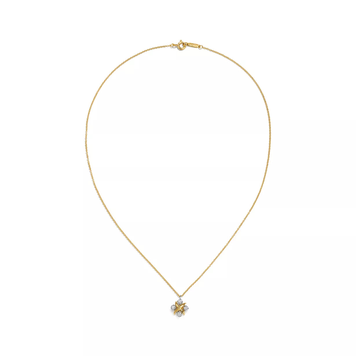 18K Thick Gold Plated Diamond Flower Necklace