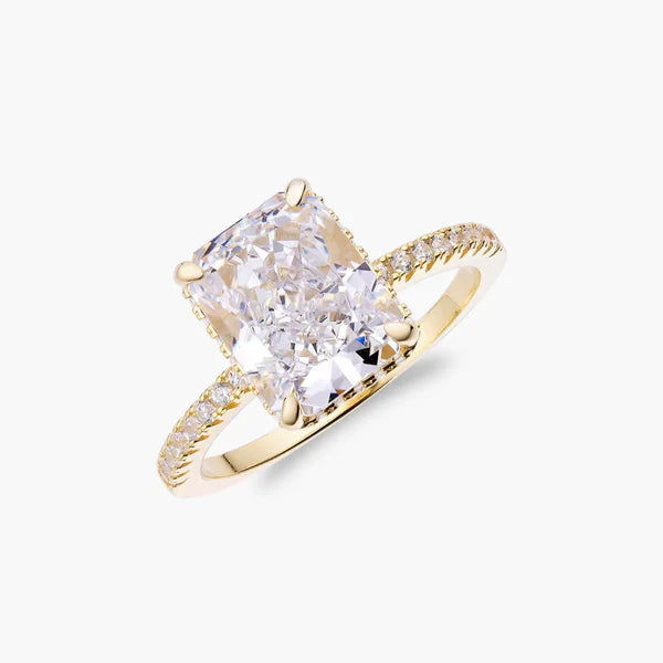 Radiant Cut Solitaire With Half Eternity Band