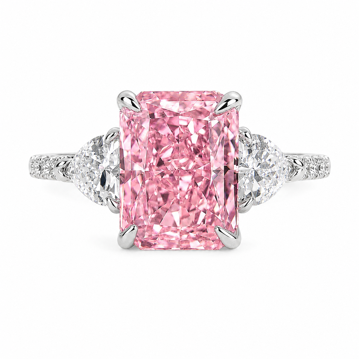 Blush Royale Radiant Pink Three-Stone Ring