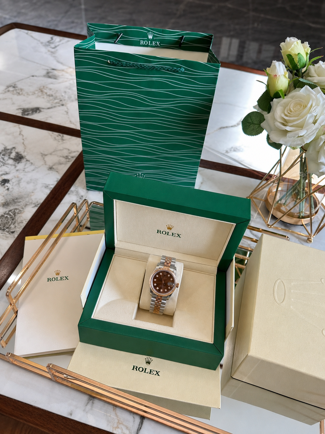 Luxury Two-Tone Jubilee Diamond Date Watch – Brown Dial