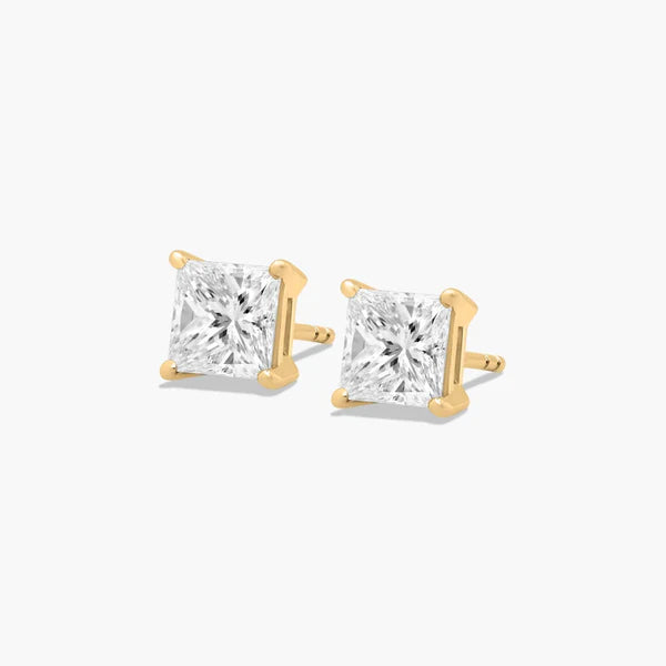 Moissanite Solitaire Princess Studs Earrings