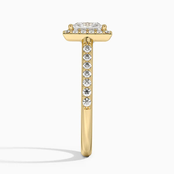 Moissanite Princess Cut Halo Ring
