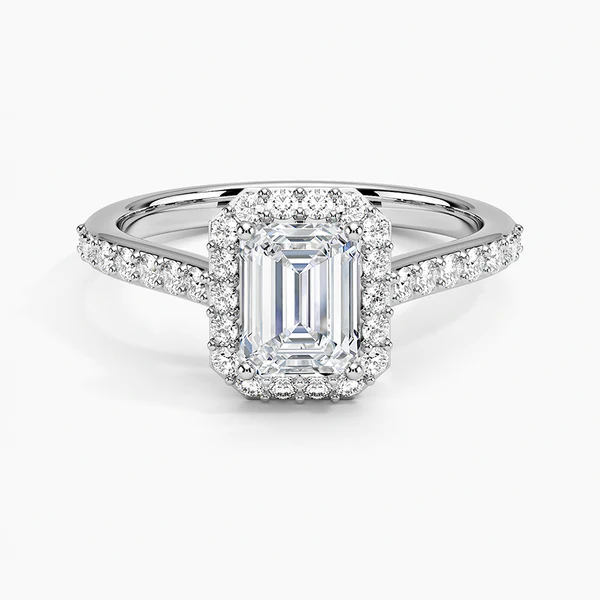 Emerald Cut Halo Ring