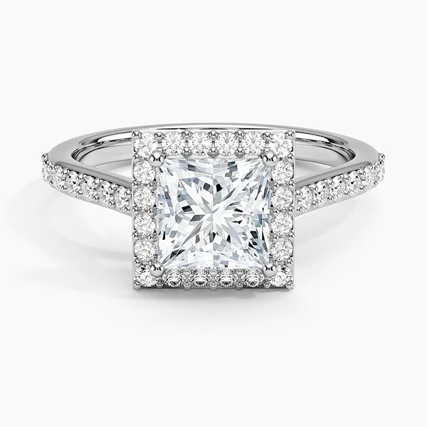 Moissanite Princess Cut Halo Ring