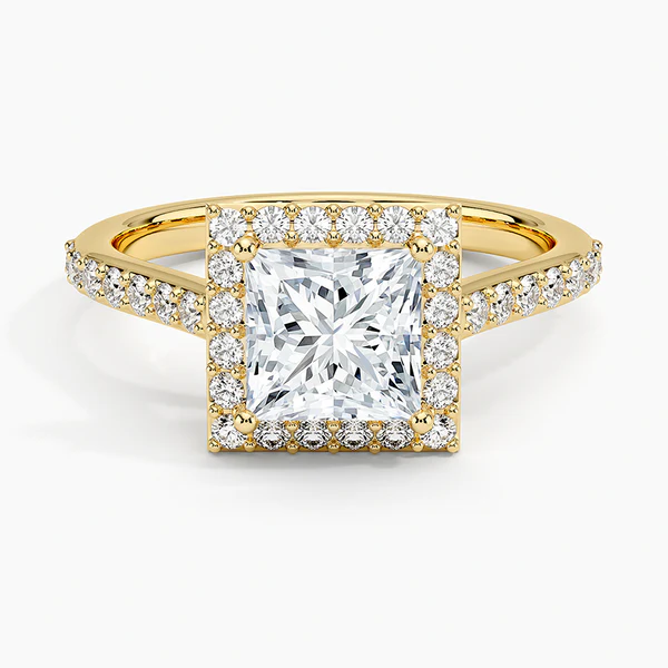 Moissanite Princess Cut Halo Ring