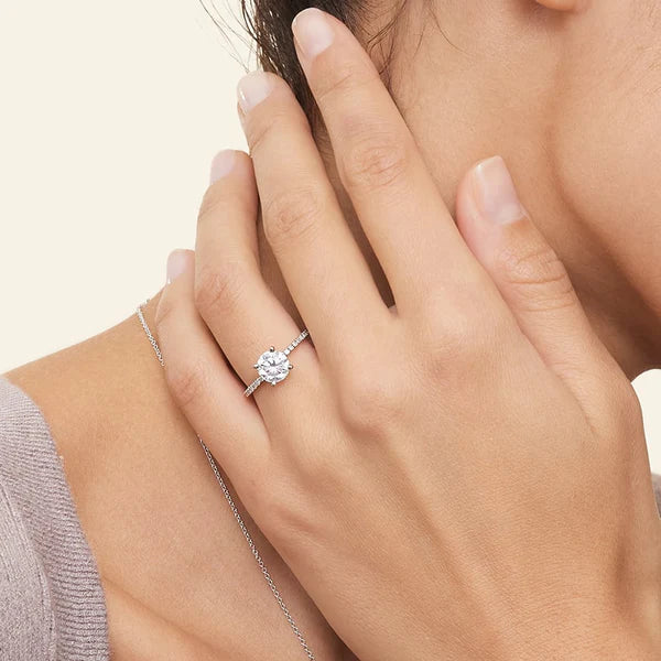 3ct Solitaire Ring on Half Eternity Band