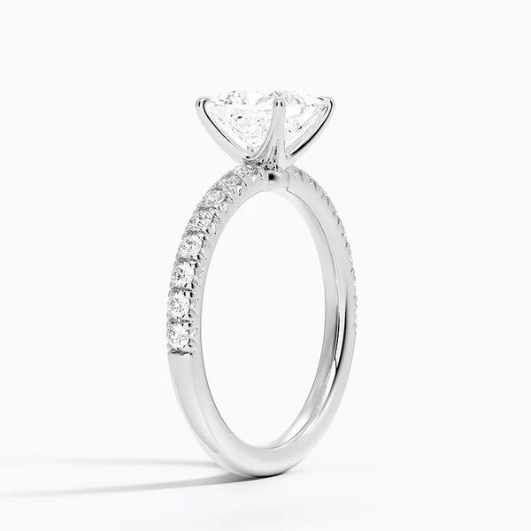 Princess Cut Solitaire on Half Eternity Band