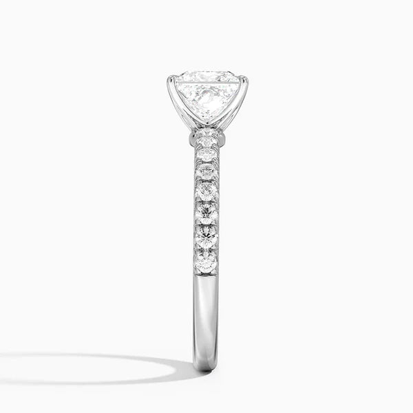 Princess Cut Solitaire on Half Eternity Band