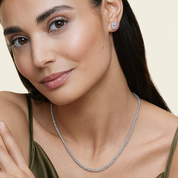 Emerald Cut Halo Earrings