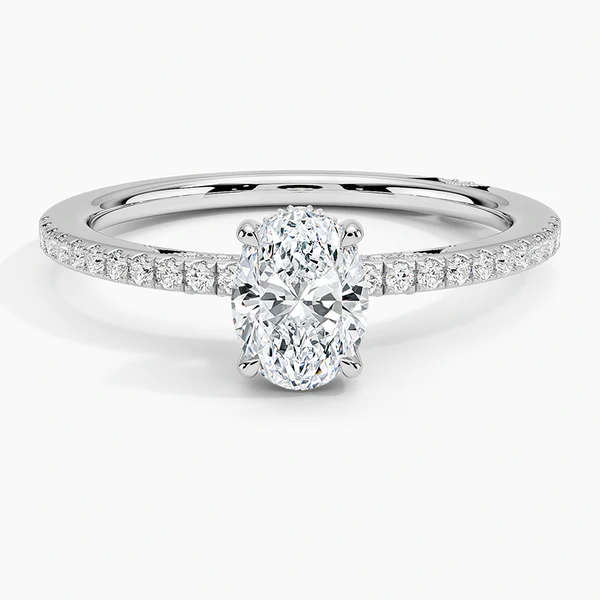 oval pave engagement ring