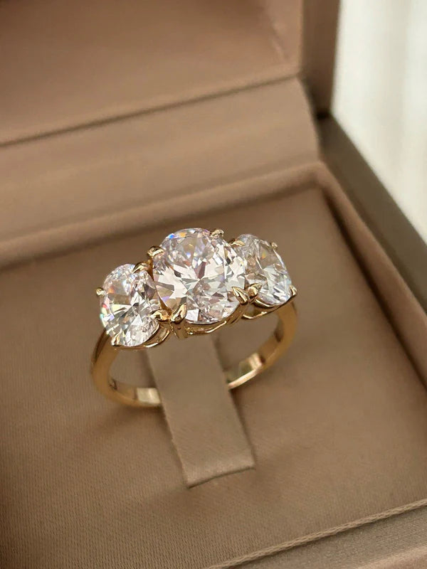 3 Stones Oval Cut Dress Ring