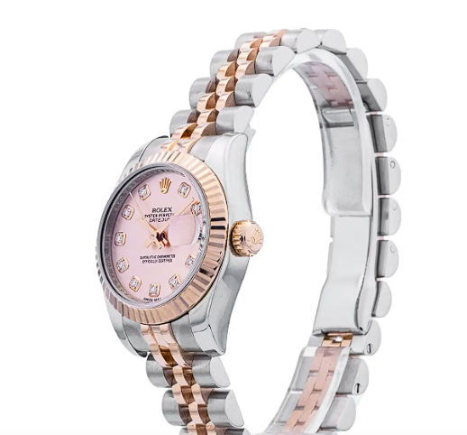 Luxury Two-Tone Watch – Rose Gold & Silver Style