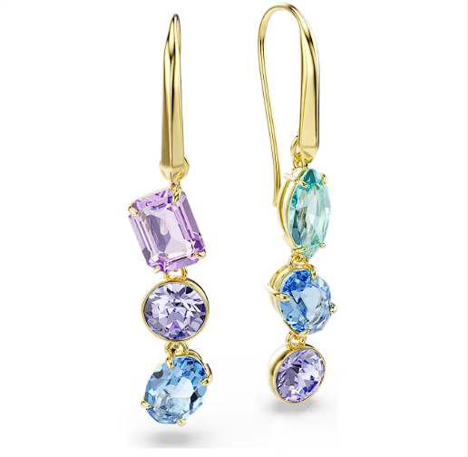 Colorful Moissanite Drop Earrings – 18K Gold Plated