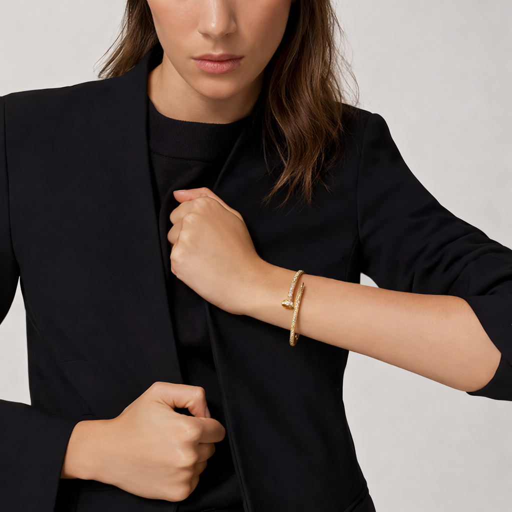 Diamond Nail Bangle Bracelet