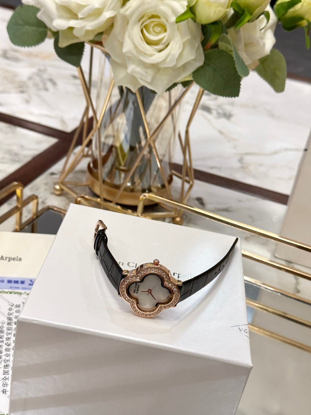 Clover Royale Diamond Leather Watch