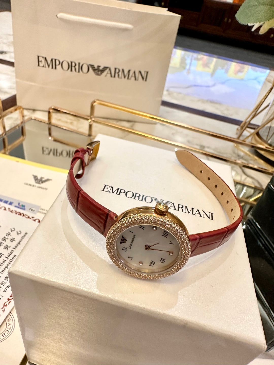 Royal Crystal Red Crocodile Leather Watch