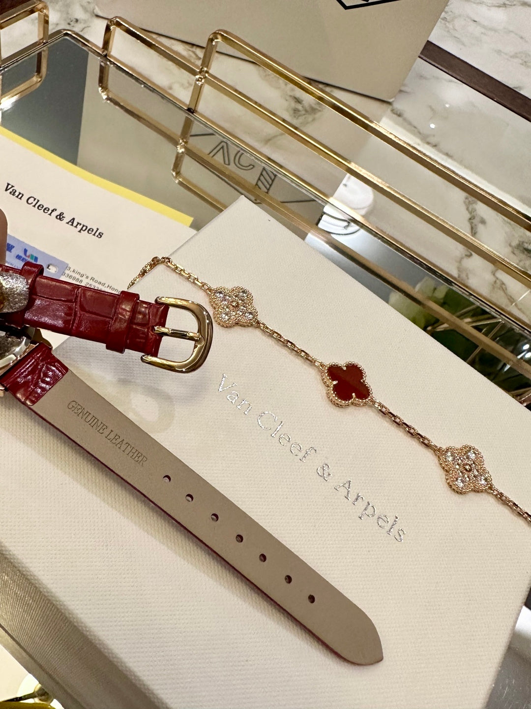 Lucky Clover Diamond Leather Watch & Bracelet Set