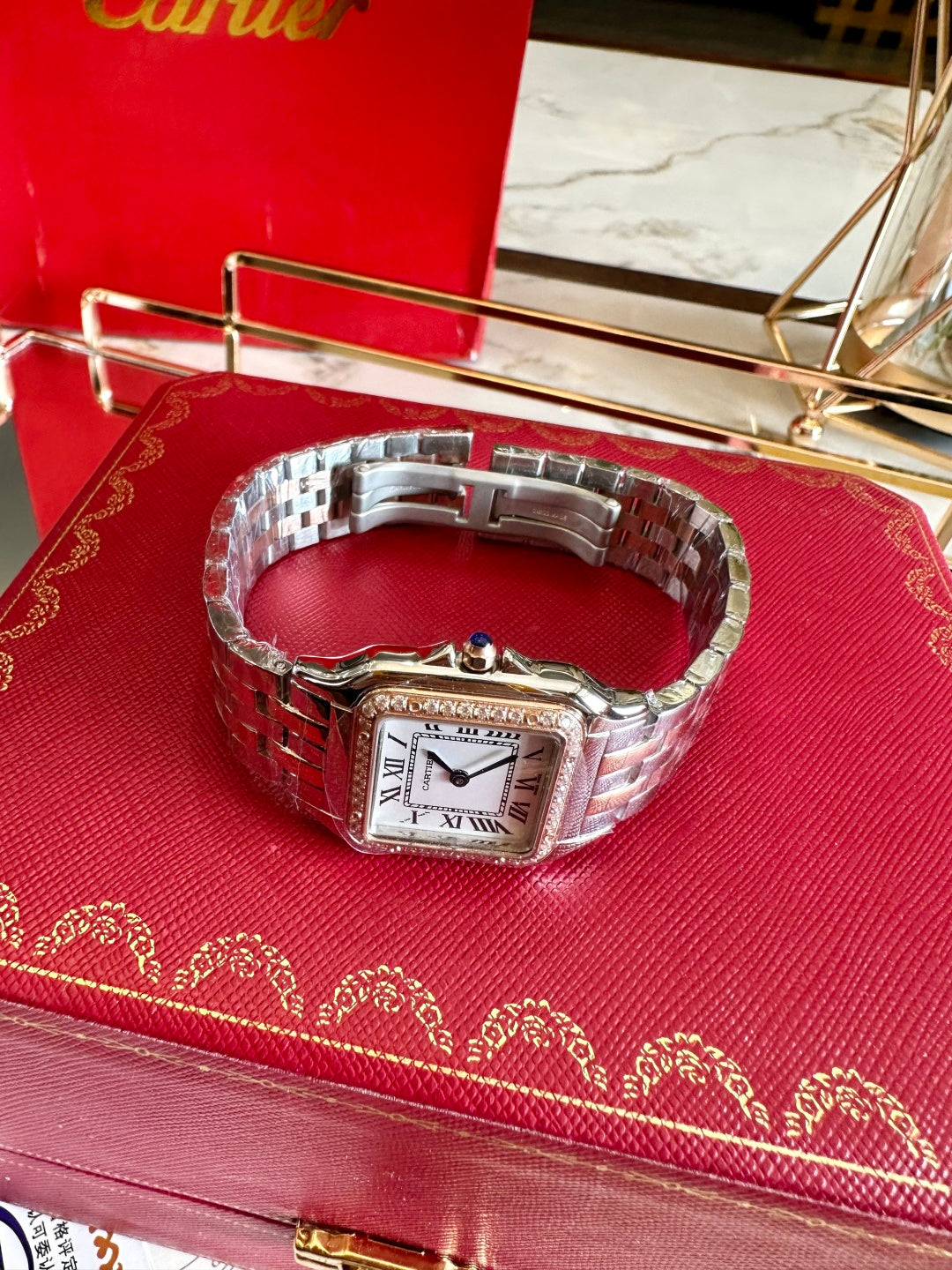 Luxury Square Diamond Bracelet Watch – Two Tone