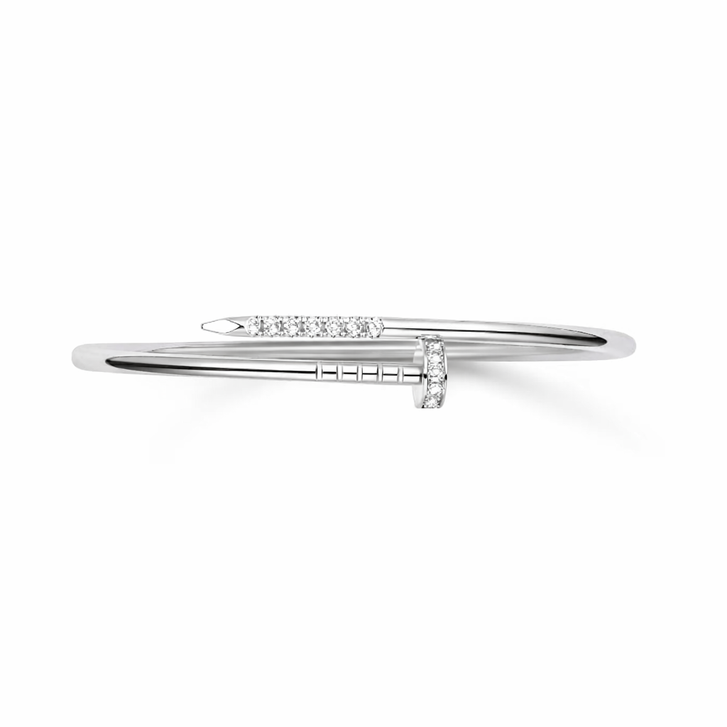 White Gold Nail Bangle Bracelet