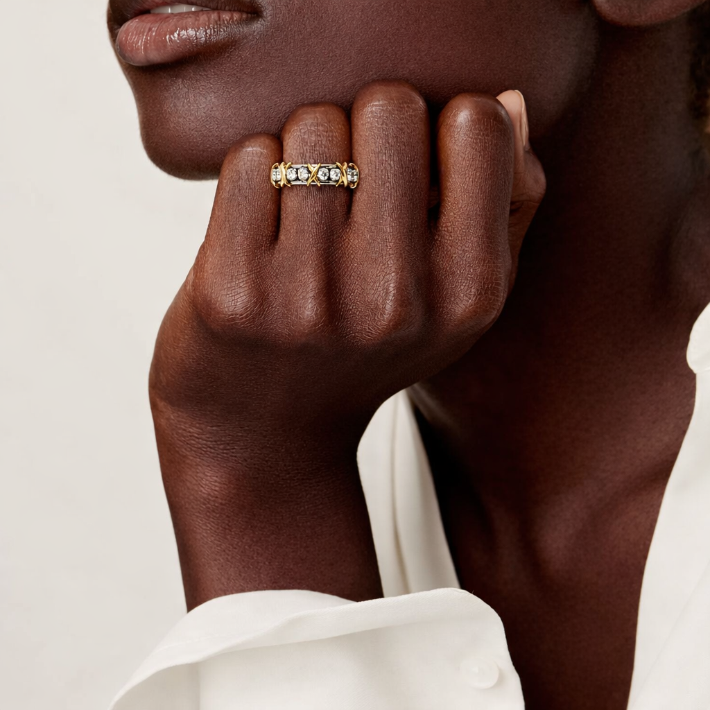18K Thick Gold Plated Diamond Band Ring