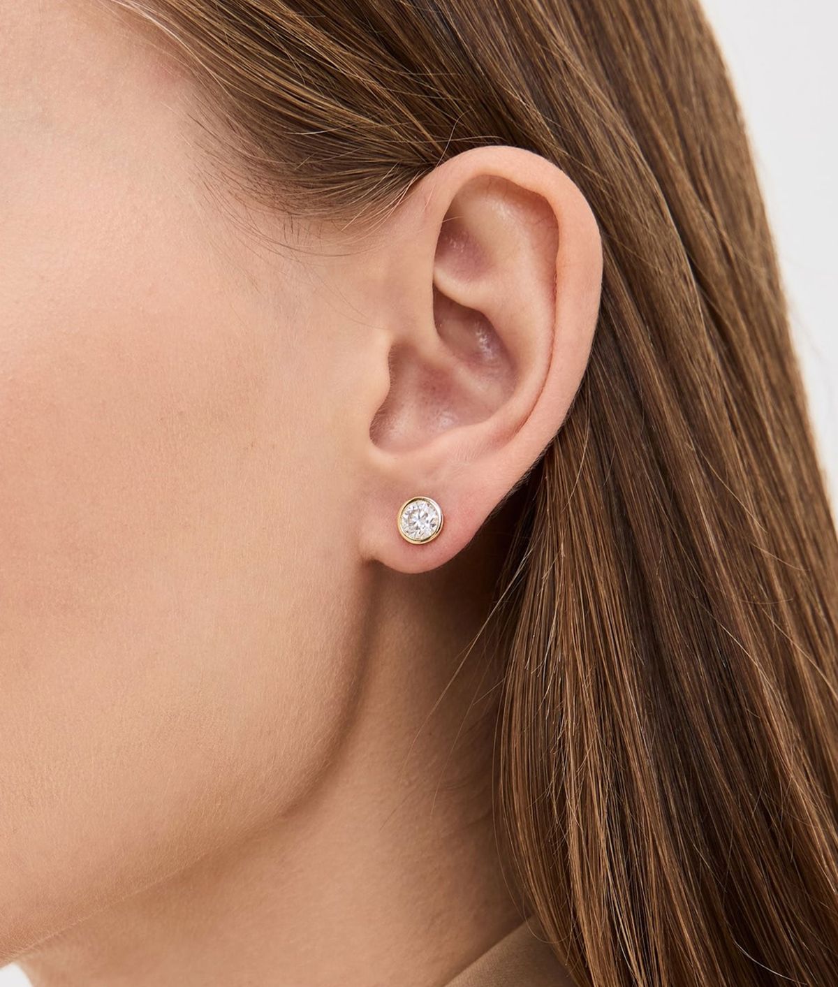 Earring Solitaire Stud 6mm Bezel