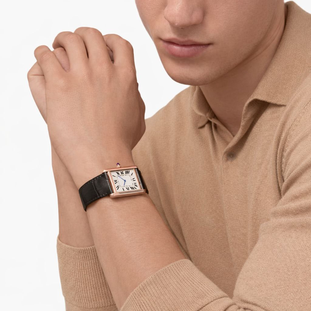 Tank Watch – Rose Gold & Brown Leather