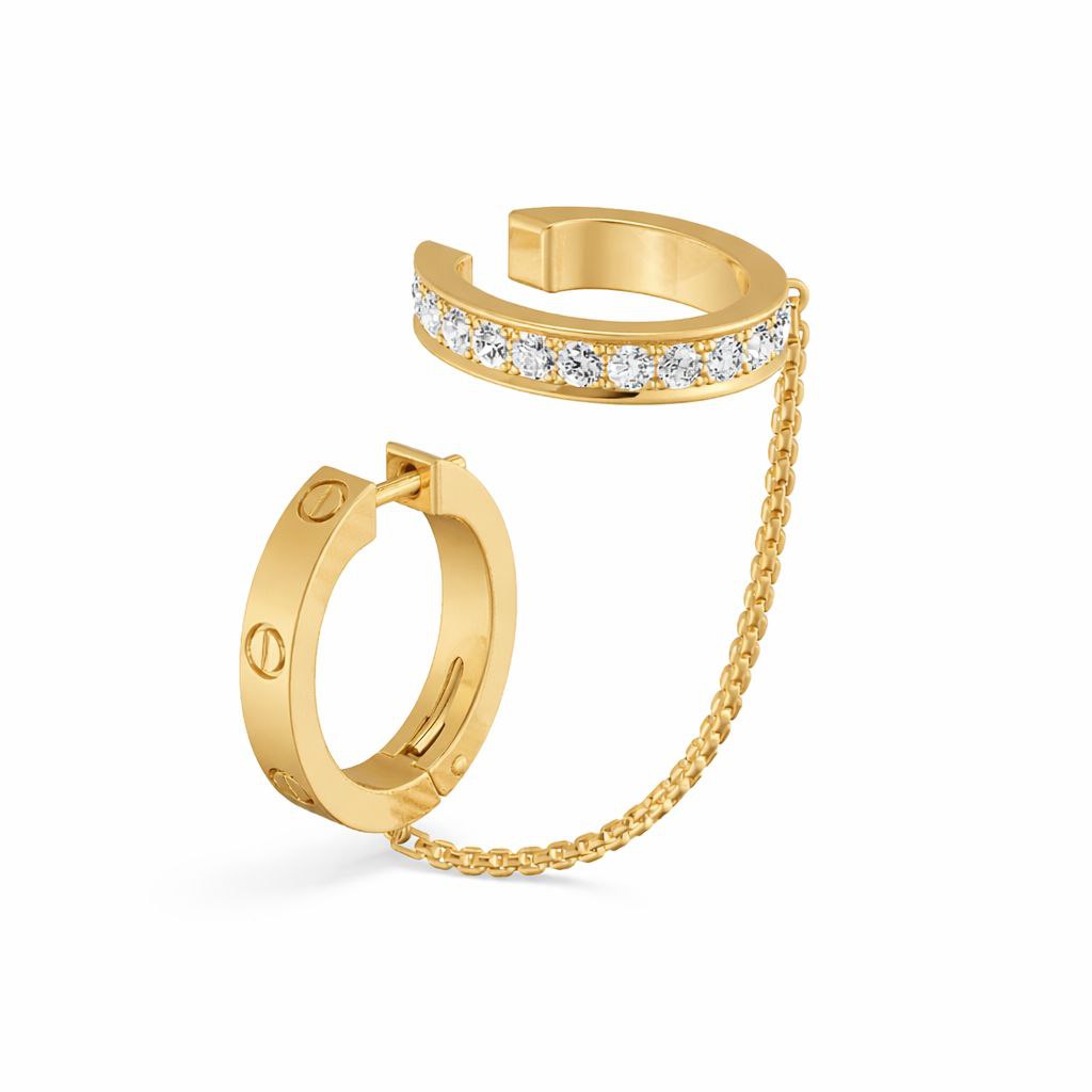 Double Chain Ear Cuff Hoop Earrings