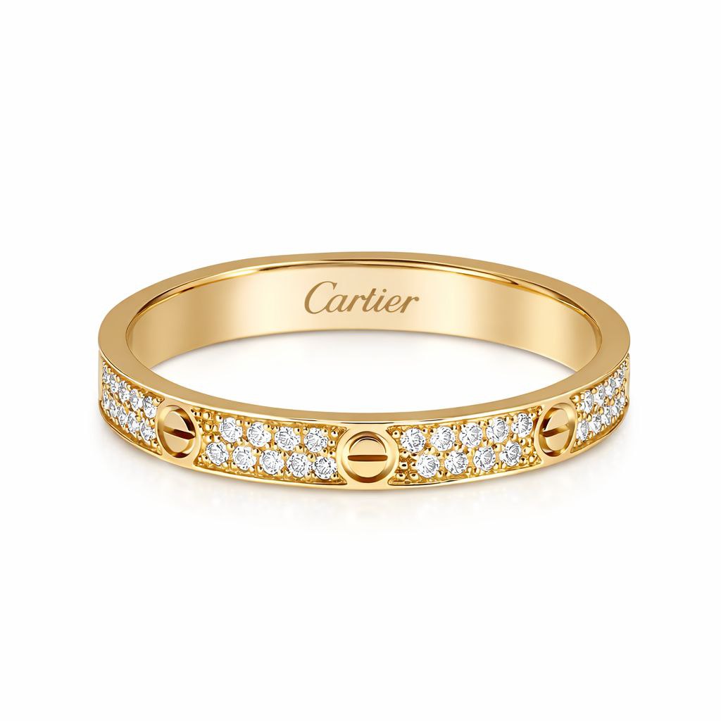 Crystal Screw Love Band Ring