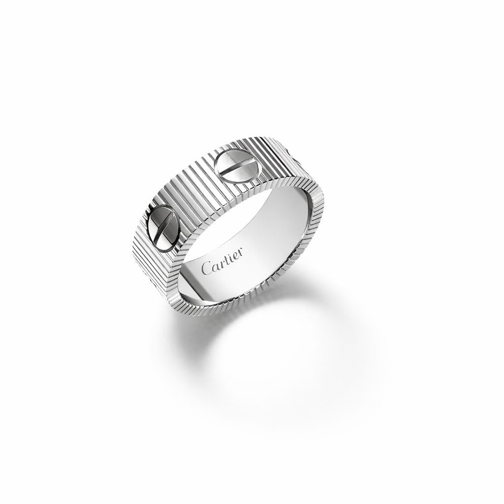 Textured Screw Love Band Ring
