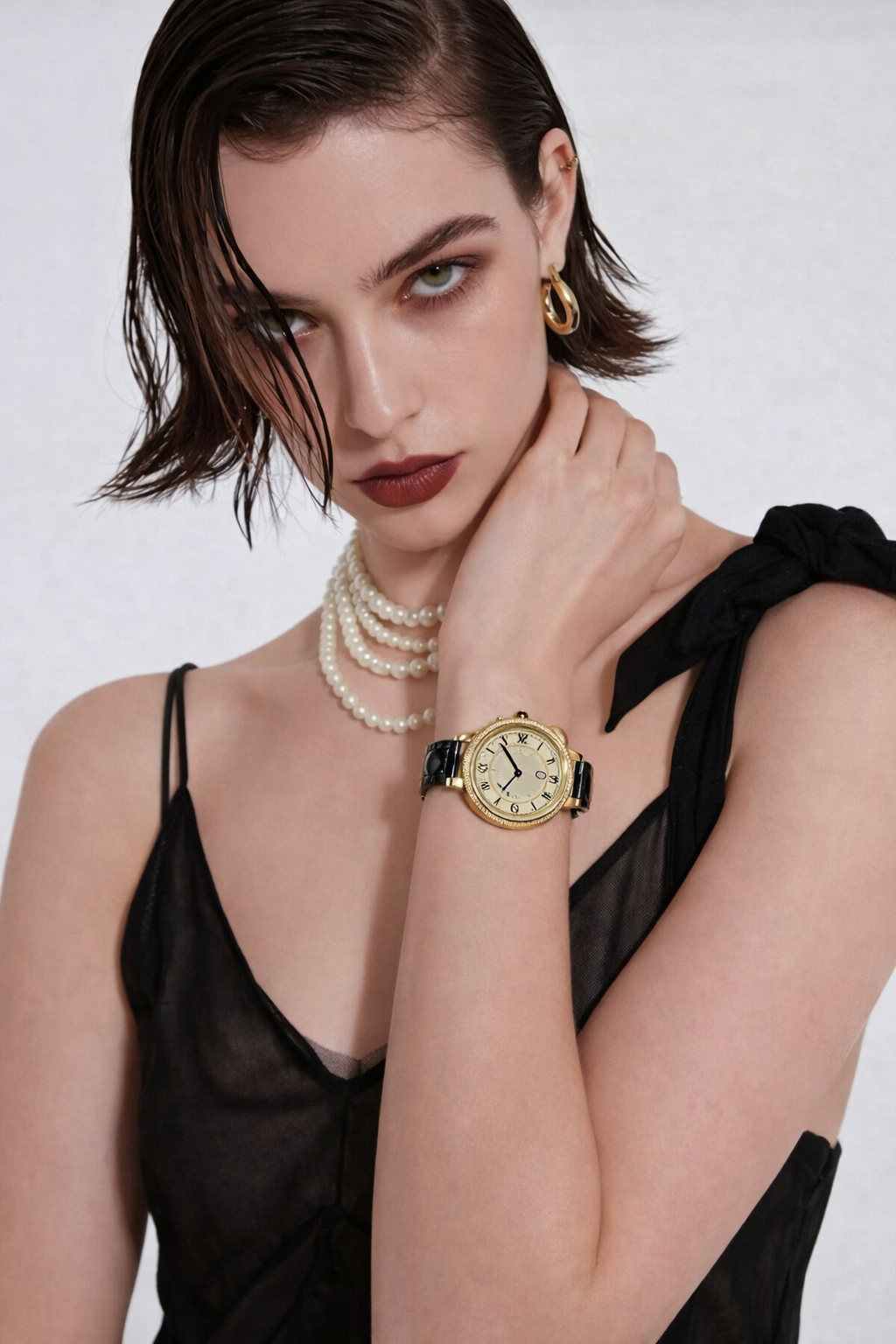 Luxury Round Classic Watch – Elegant Leather Strap | Premium Designer Style Timepiece for Women