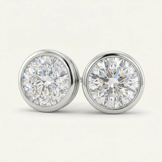 Earring Solitaire Stud 6mm Bezel