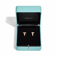18K Thick Gold Plated T Shape Hoop Earrings