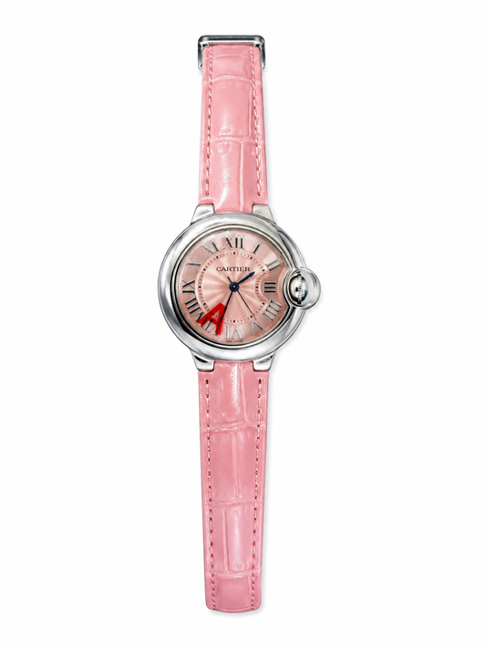 Pink Leather Luxury Watch – Silver Edition