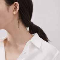 Heart Tag Gold Stud Earrings