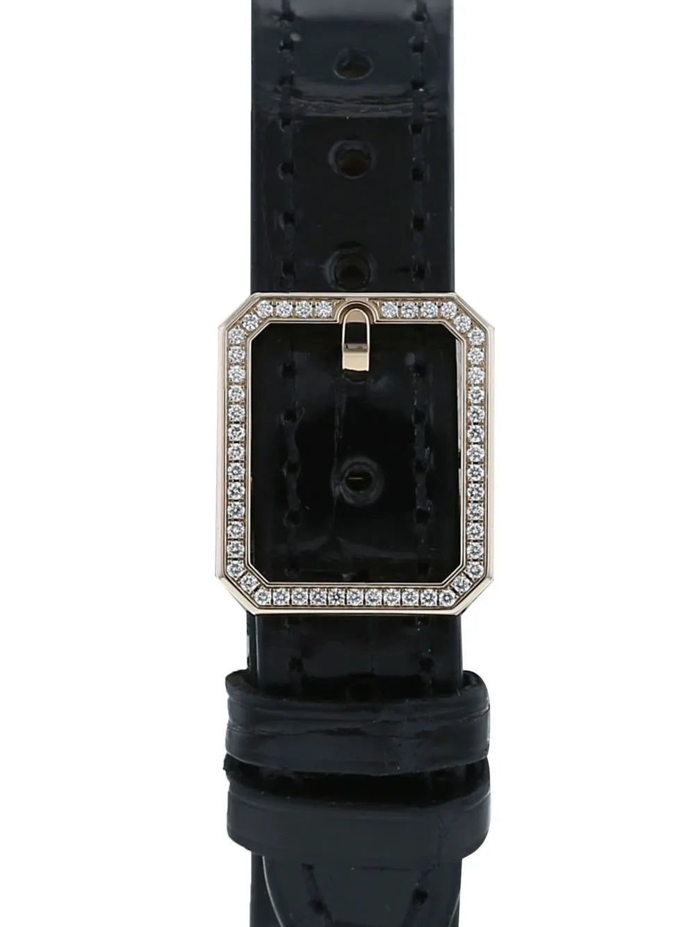 CH Première Diamond White Dial Black Leather Watch
