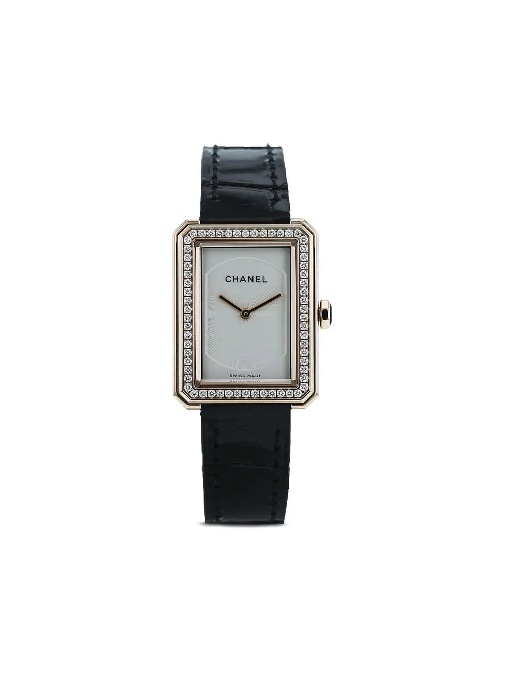 CH Première Diamond White Dial Black Leather Watch