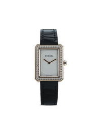 CH Première Diamond White Dial Black Leather Watch