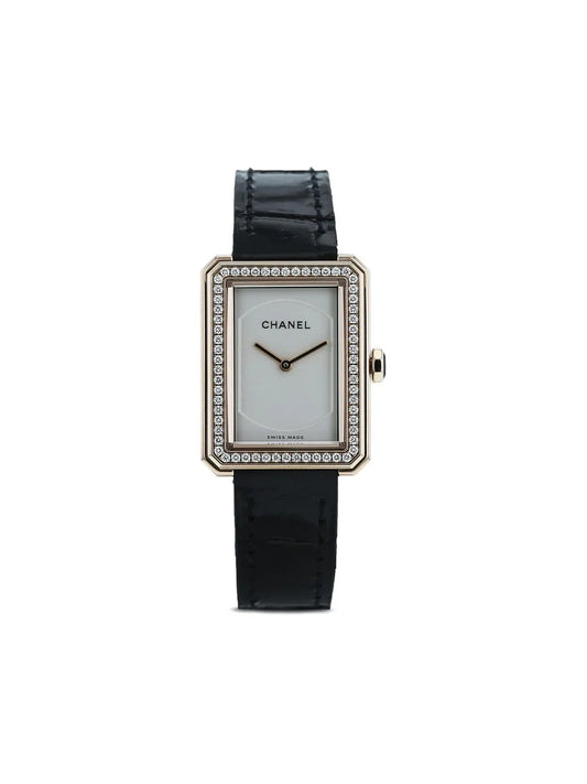 CH Première Diamond White Dial Black Leather Watch