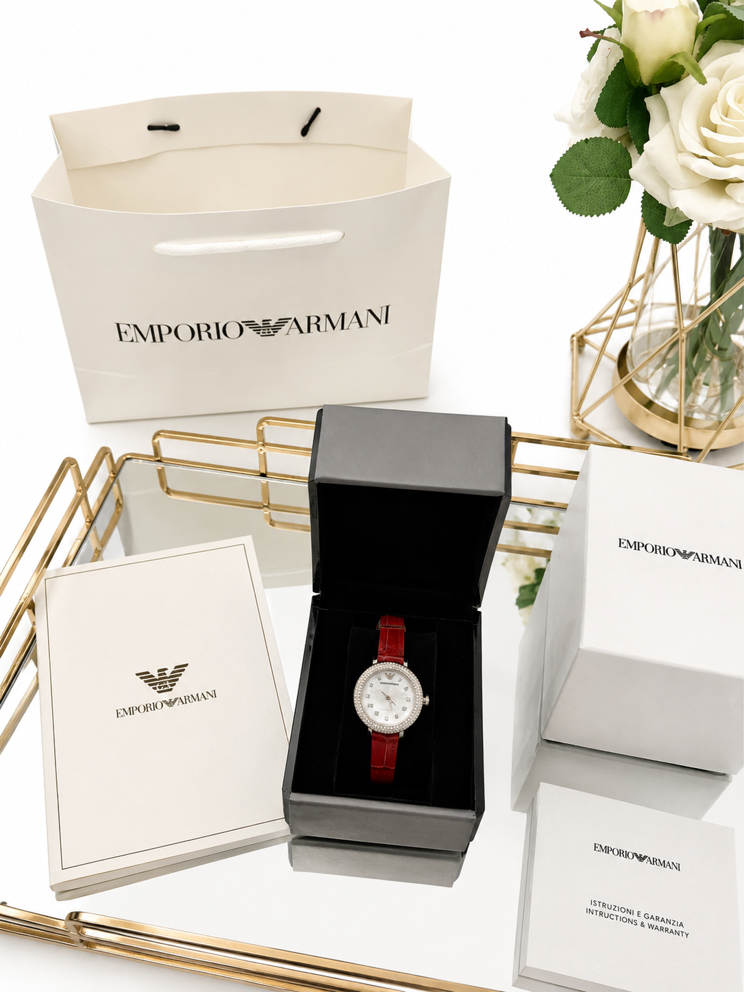 Royal Crystal Red Crocodile Leather Watch