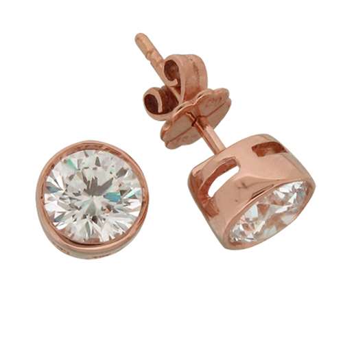 Earring Solitaire Stud 6mm Bezel
