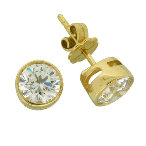 Earring Solitaire Stud 6mm Bezel