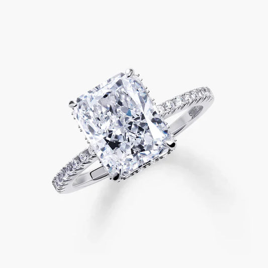 Radiant Cut Solitaire With Half Eternity Band